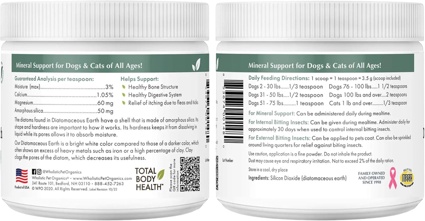 Wholistic Pet Organics Diatomaceous Earth - Food Grade for Dogs & Cats - 4 Oz - Multi Use Powder - Pet Safe Non-Chemical Freshwater Sourced Silica Supports Overall Health - Made in USA - 32 Scoops - Image 9