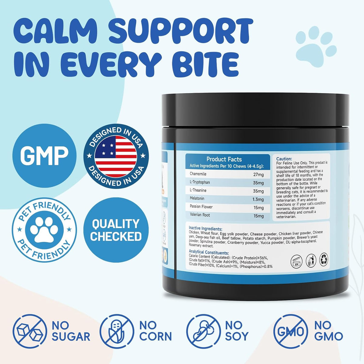 LHQR pet care calming supplements package details for multi cat households
