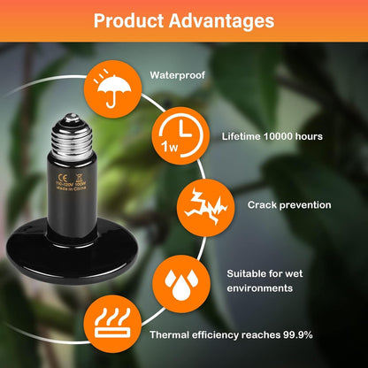 HealSmart 100 Watts pet brooder coop heater bulb displaying the high purity pottery clay build.