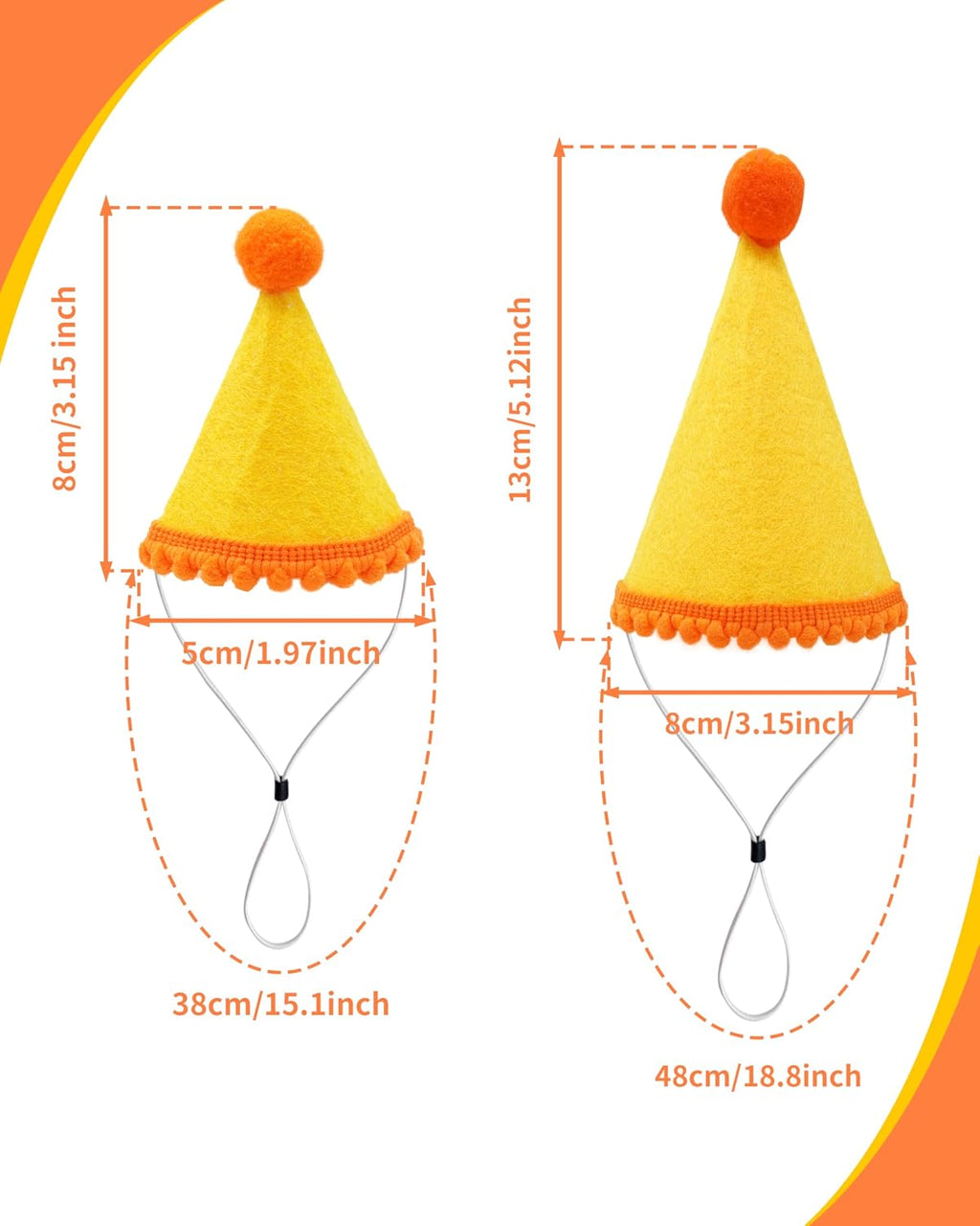 Colorful collection of felt party hats for kittens and puppies