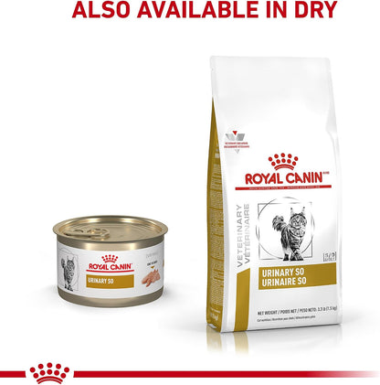 Side profile of Royal Canin Veterinary Diet three ounce canned cat food for bladder health