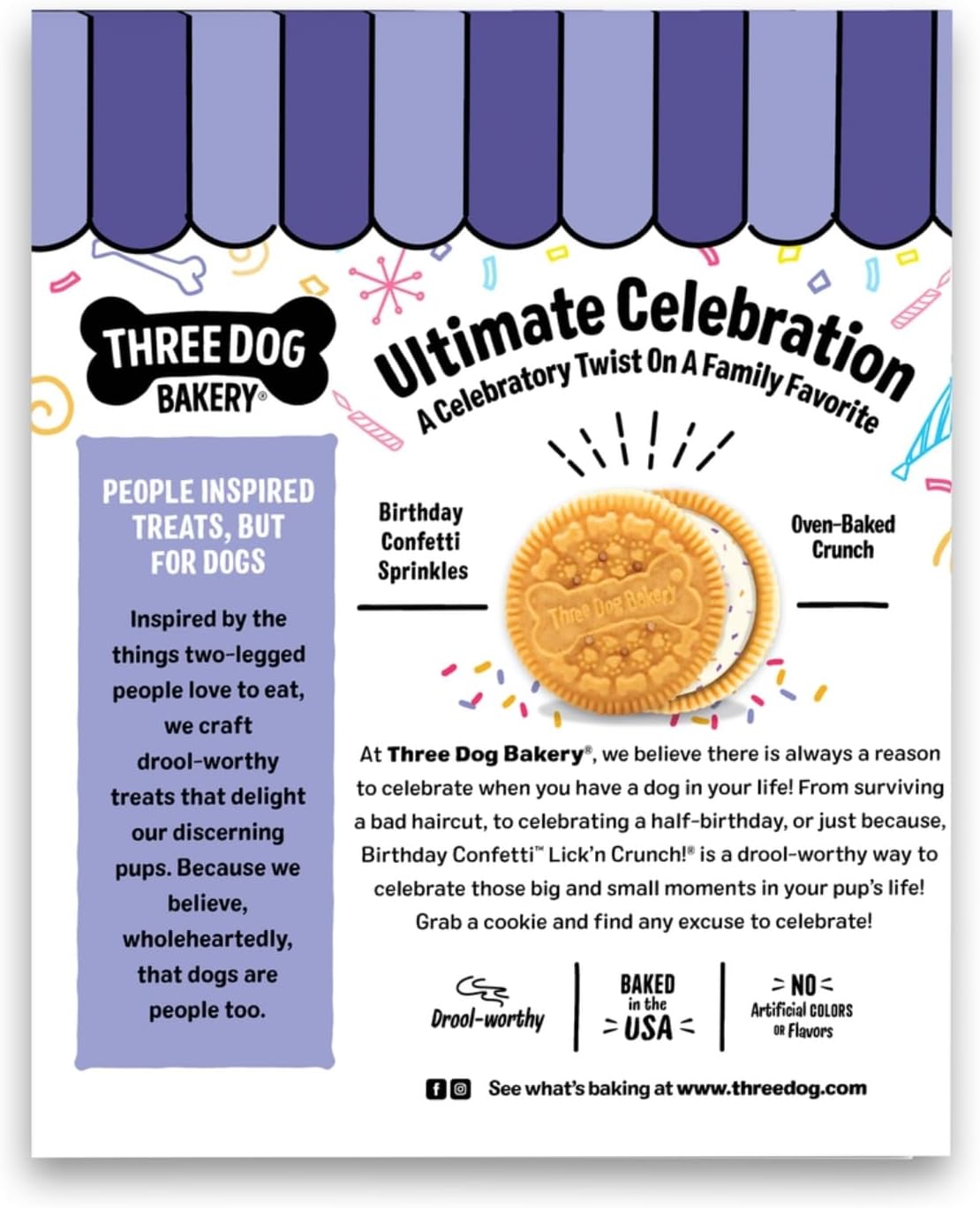 Three Dog Bakery vanilla sandwich dog cookies with cake flavored creme filling