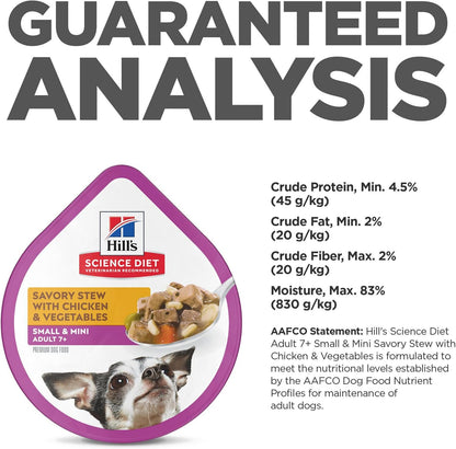 Hill's Science Diet Adult 7+ Small & Mini Wet Dog Food, Chicken & Vegetables, 3.5 oz. Trays, 12-Pack - Image 10