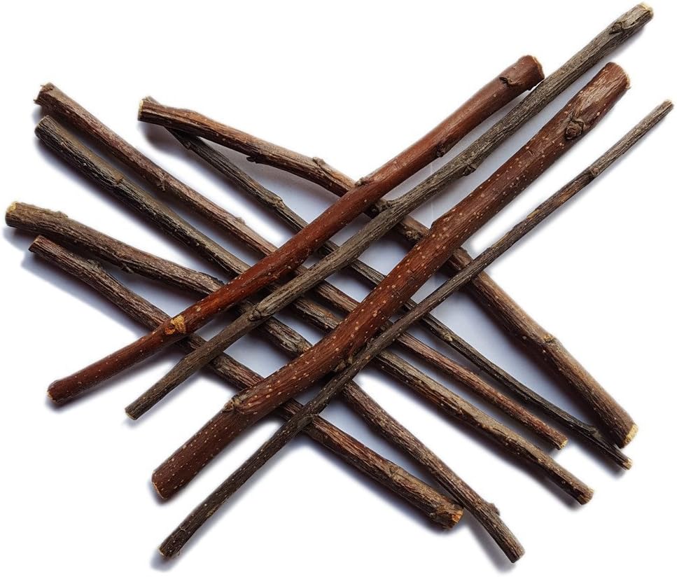 Natural apple tree branches for small pets close up