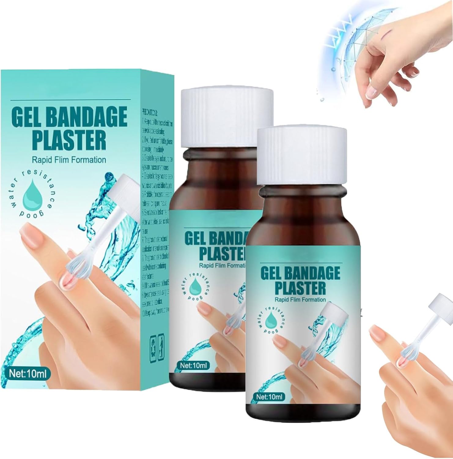 The Style Sutra Waterproof Liquid Bandage front view of two pack brown glass bottles.