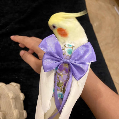 Washable bird diaper clothing set with included outdoor training leash accessory