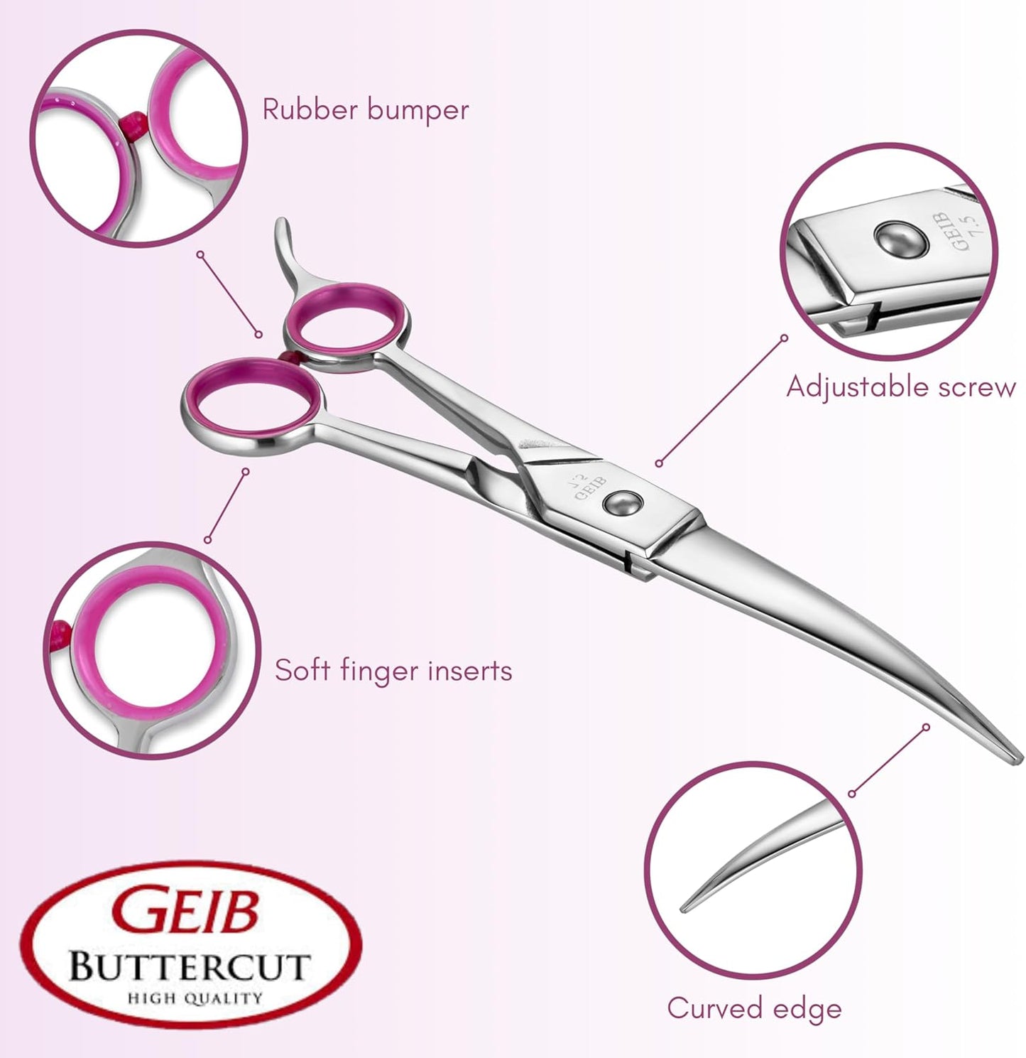 Geib Gator pet scissors showing ergonomic handle design