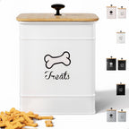 Dog Treat Container Airtight Set of 2 - 8x6 & 7x5 inch Iron Dog Treat Jars for Kitchen Counter with Airtight Bamboo Lids - 20 Cup Capacity Pet Treat Container Set - Doggie Cookie Jar - Treats Canister - Image 12