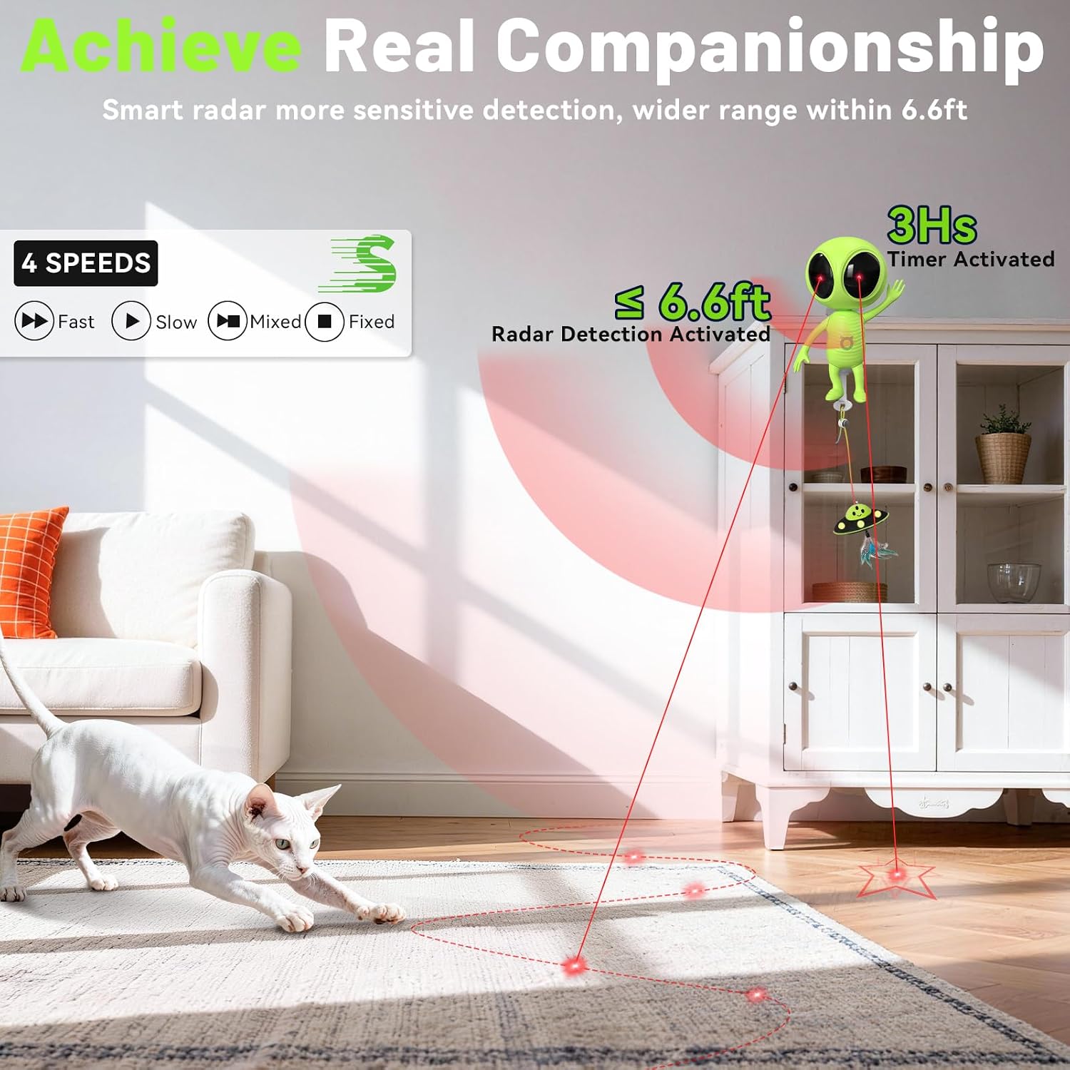 ORSDA motion activated cat toy with smart radar sensor mechanism