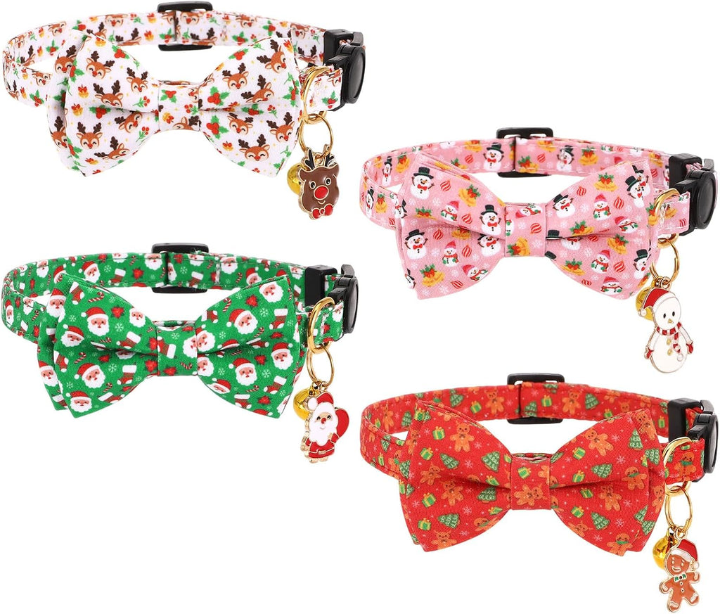 4 Pack Holiday Cat Collars with Bow Tie Halloween Cat Collar Breakaway - Image 10