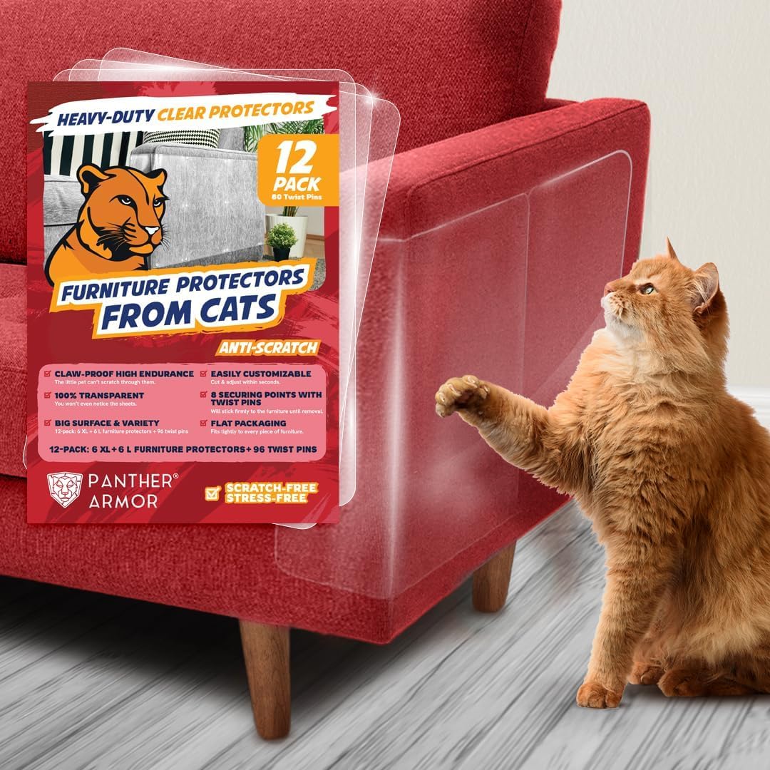 Panther Armor Furniture Protector, 8-Pack, Heavy Duty Anti-Scratch Cat Couch Protector, Transparent - Image 14