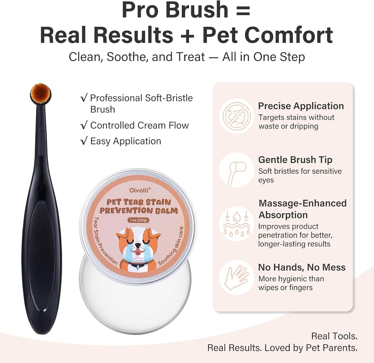 Oivolii professional powder brush for pet facial fold application
