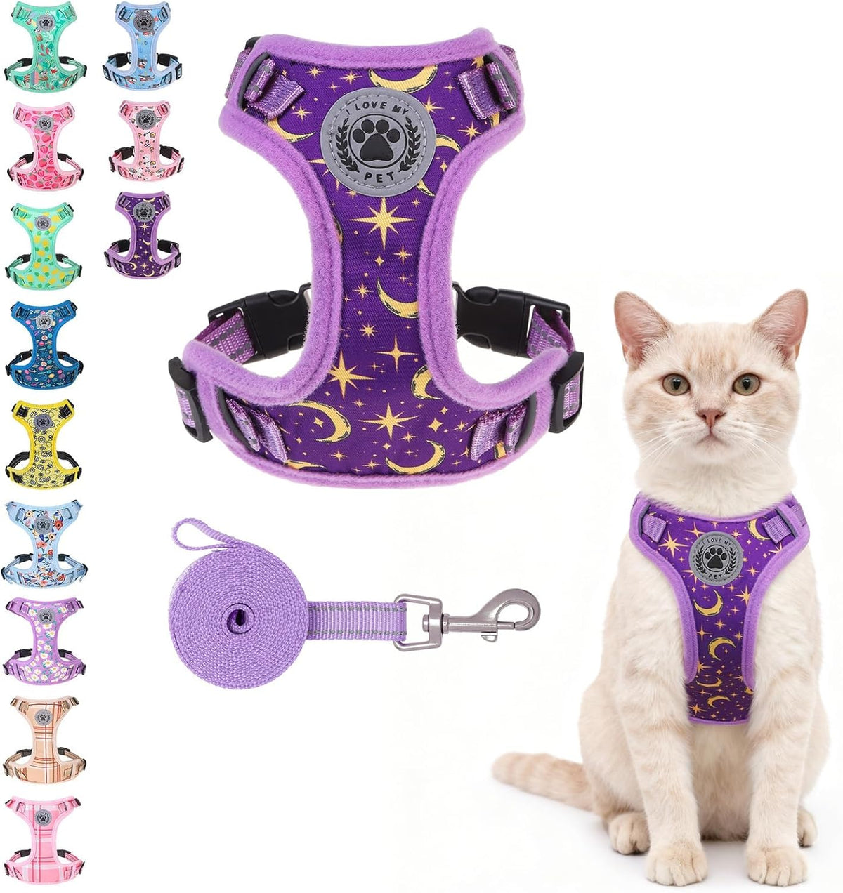 BEAUTYZOO Cat Harness and Leash Set for Walking Escape Proof, Neck Release Adjustable Harness for Kitten Puppy Small Medium Large Cats, Soft Cute Easy Control Small Cat Harness for Cats Boy and Girls - Image 15
