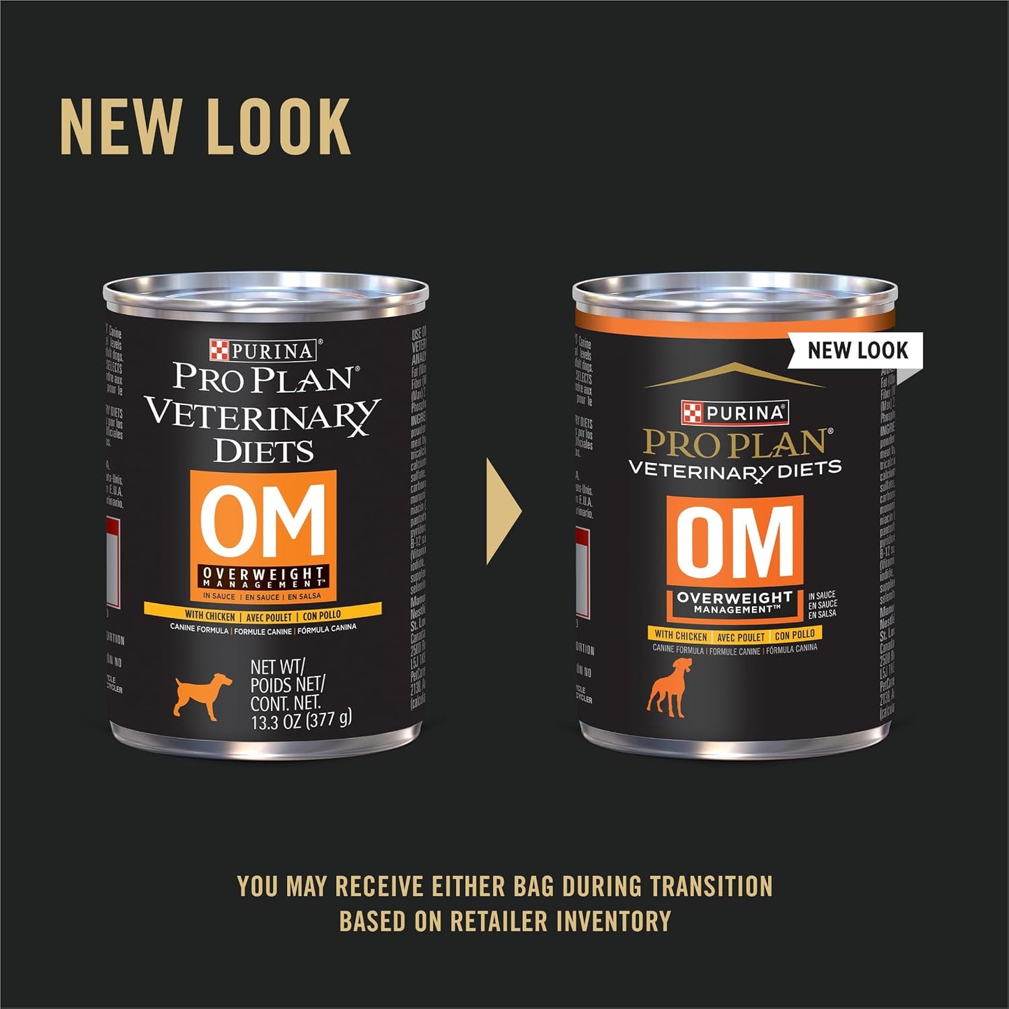 Purina OM canine formula 12 pack weight loss wet food for dogs