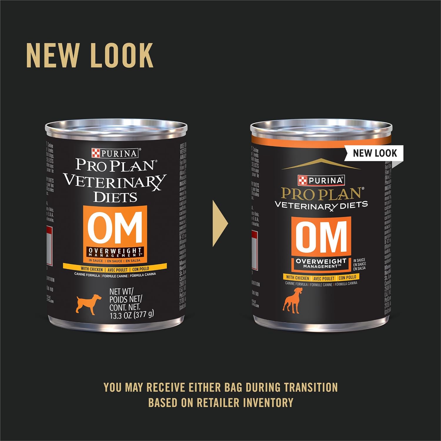 Purina OM canine formula 12 pack weight loss wet food for dogs