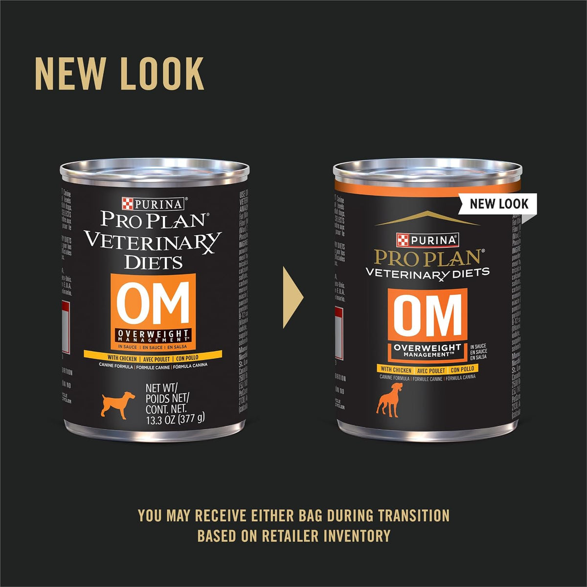 Purina OM canine formula 12 pack weight loss wet food for dogs