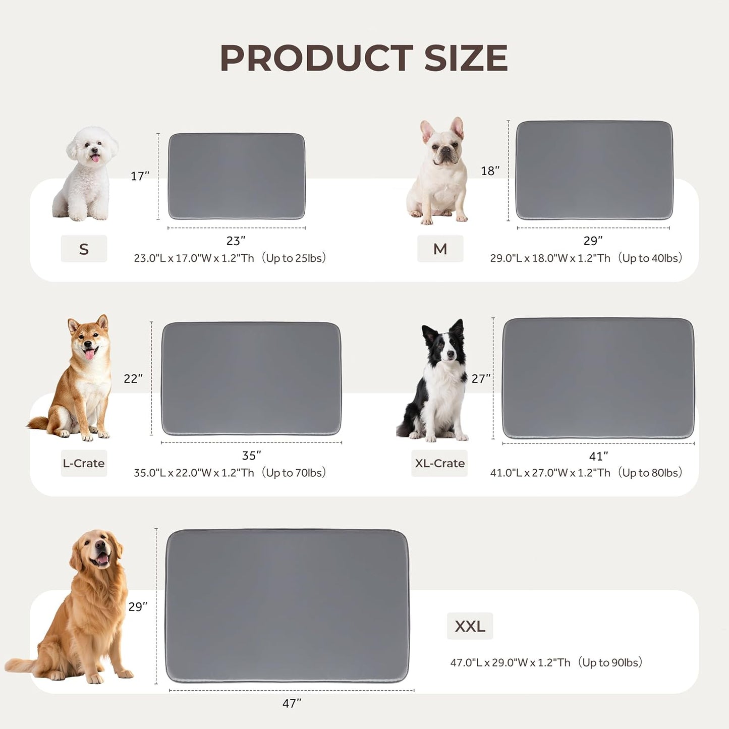Waterproof Dog Crate Pad Medium Sized Dog, Dual-Sided Outdoor Dog Bed for Crate Washable, Cooling Dog Sleeping Foam Mat, Wipeable, 35x22, Grey - Image 9