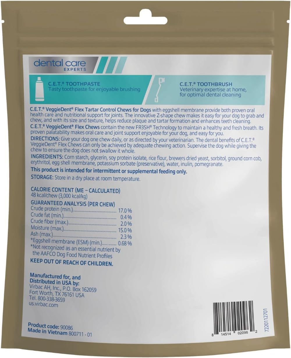 Virbac dental chews for small dogs showing unique Z shape design
