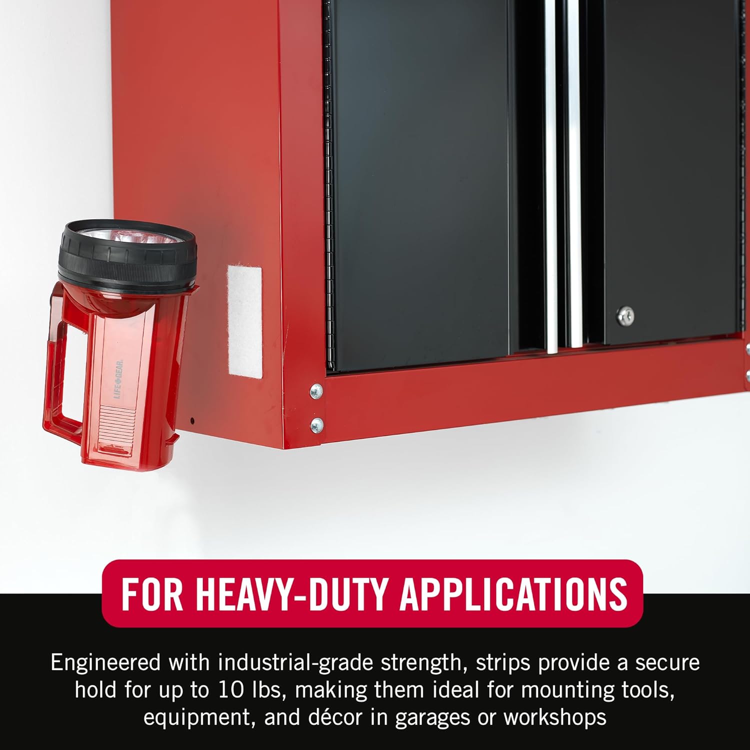 Waterproof heavy duty hook and loop fastener strips demonstrating outdoor mounting capabilities.