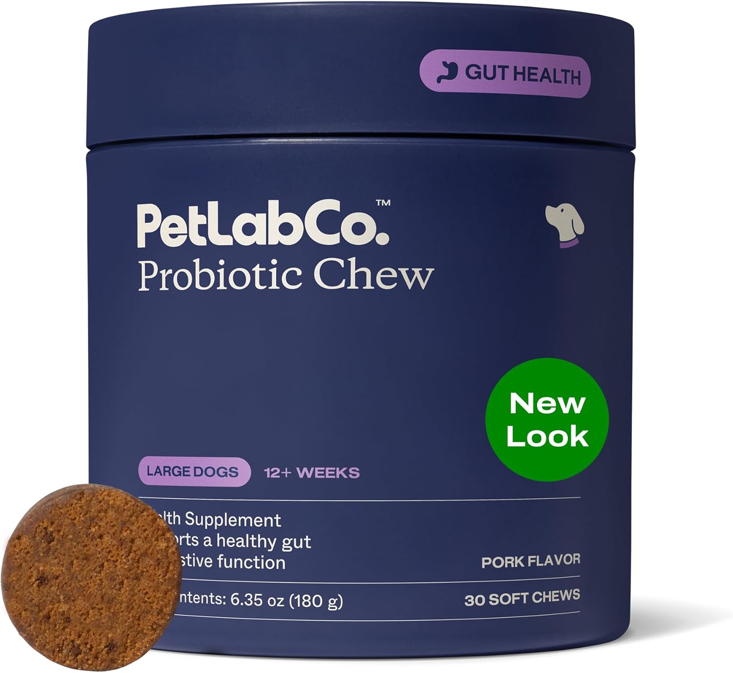 Close up view of PetLab Co. soft chews formulated for puppy and small dog gut flora