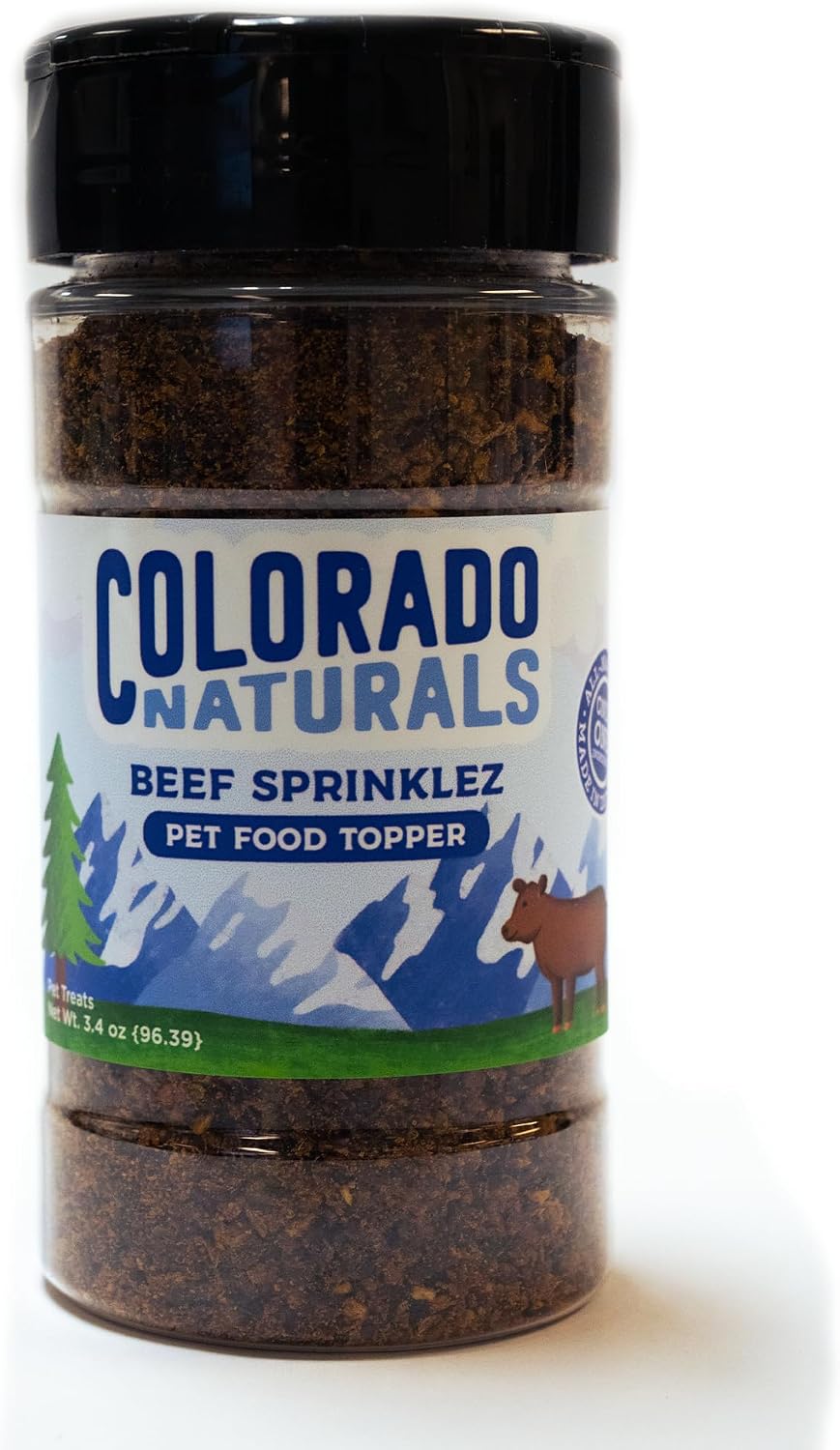 Close up of Colorado Naturals wild salmon pet food topping