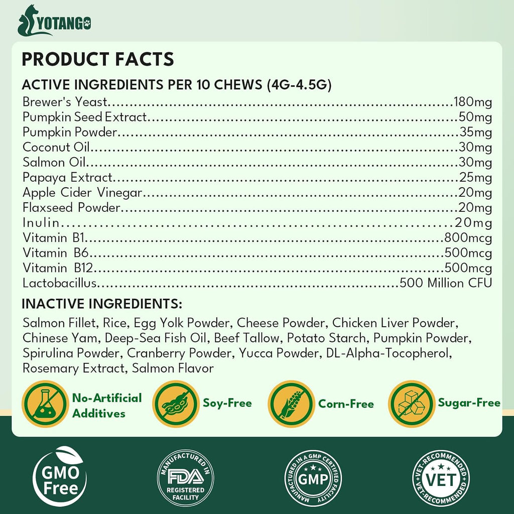 YOTANGO Cat Flea Treatment Crunchy & Creamy Chewables, 500 Chews Natural Flea and Tick Prevention for Cats + Skin and Coat Support, Daily Oral Supplement Chewables for Cats and Kittens (Salmon Flavor) - Image 9