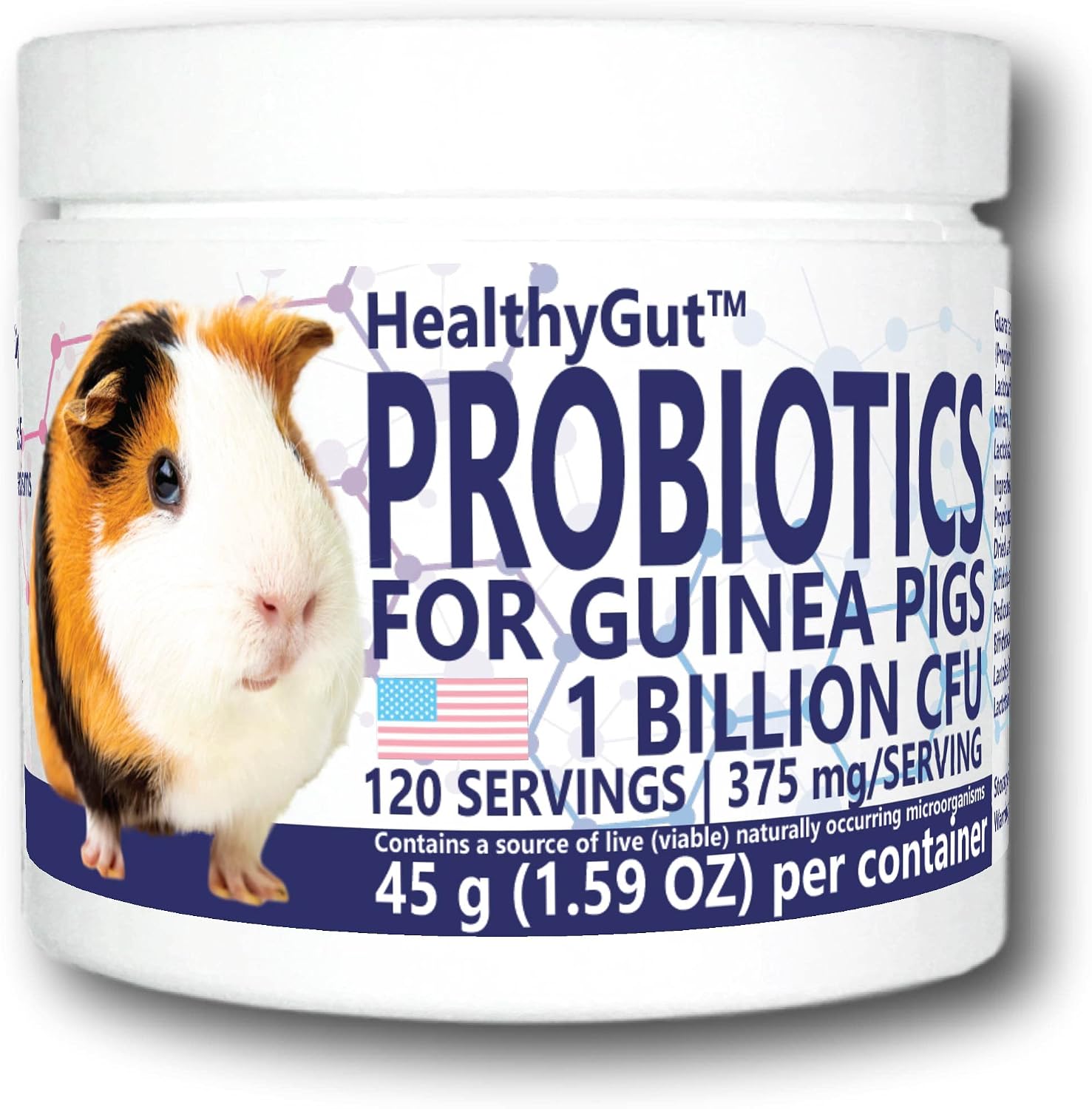 Equa Holistics HealthyGut Probiotics for Guinea Pigs front container view natural digestive supplement