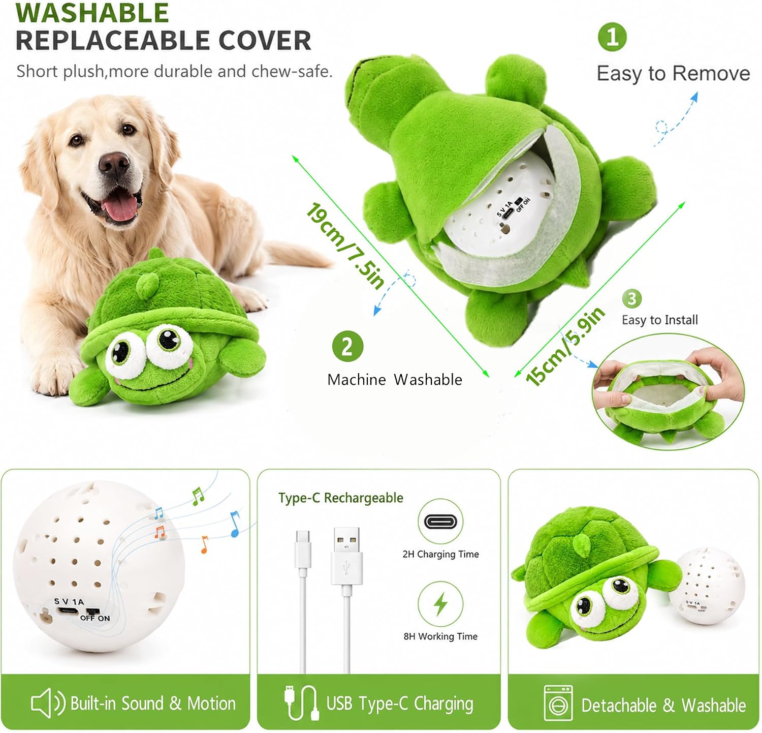 Dog plush toy featuring music and voice recording modes for anxiety relief