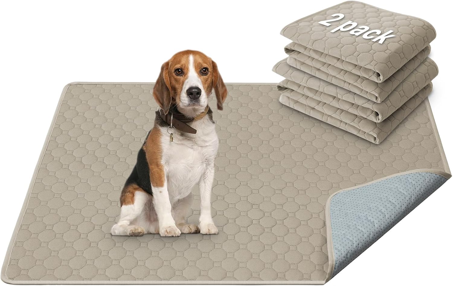 H.VERSAILTEX Premium Washable Pee Pads for Dogs 2 Pack Super Absorbent 100% Waterproof Reusable Non-Slip Quilted Puppy Training Pads for Crate Playpen Whelping & Potty Training(18"x24", Grey) - Image 11