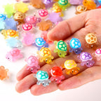 Ysofun luminous mini resin turtles seventy count front view displaying colorful miniature sea turtle figurines