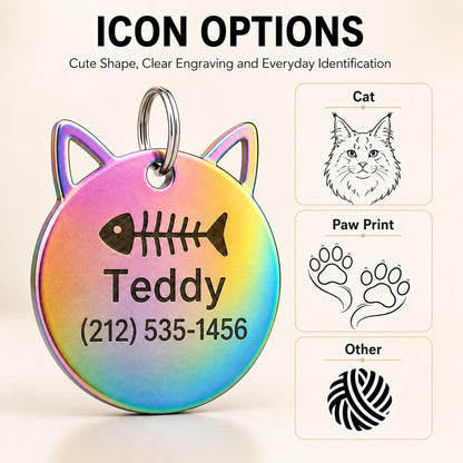 Custom metallic round pet ID tag showing tarnish resistant rustproof material texture.