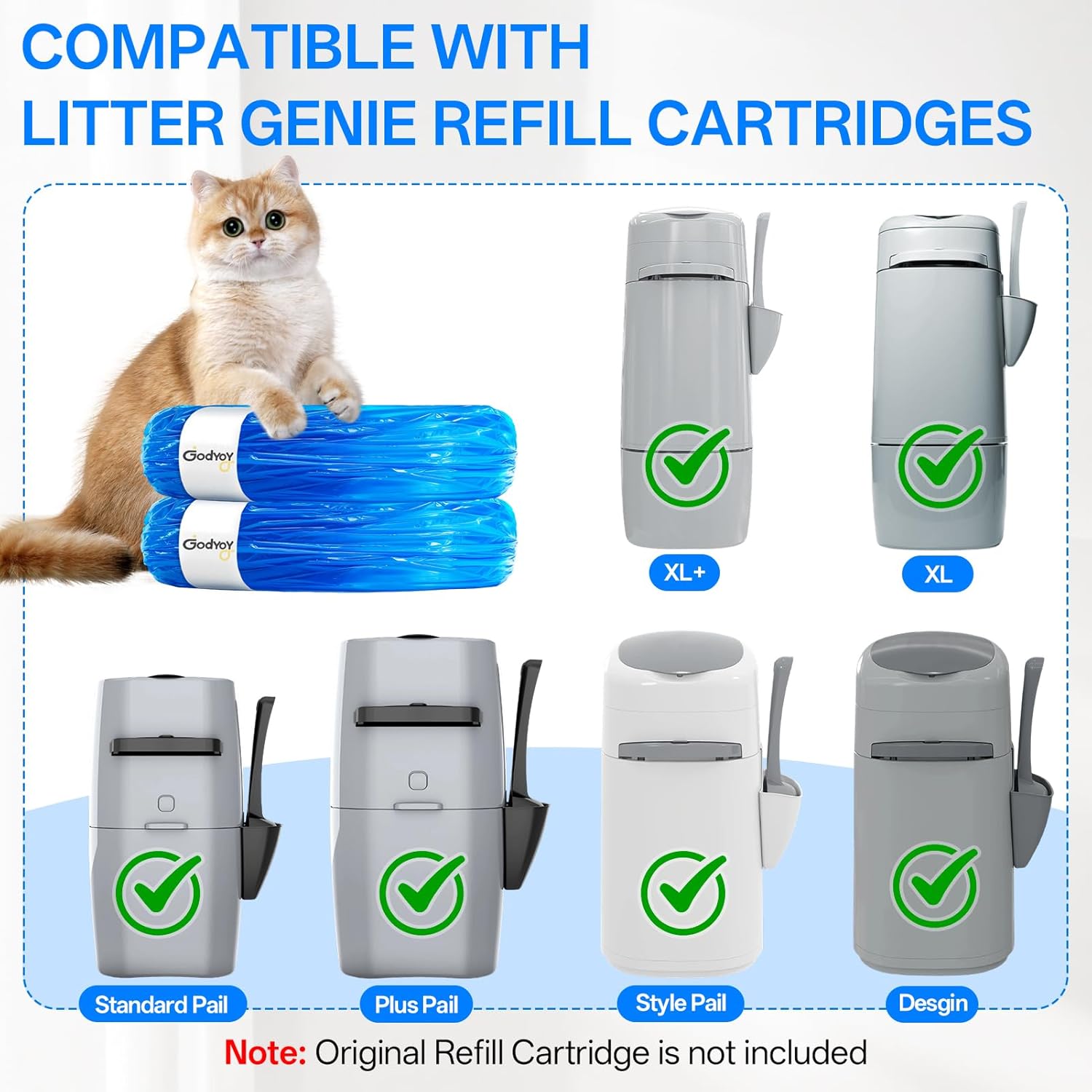Thickened seven layer blue plastic cat litter bags showing heavy duty leakproof material