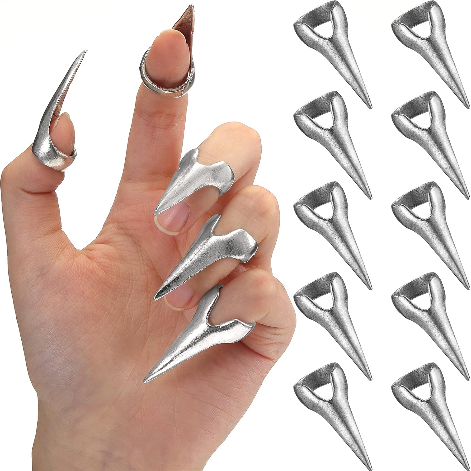 Hicarer finger claws rings set front view on fingers