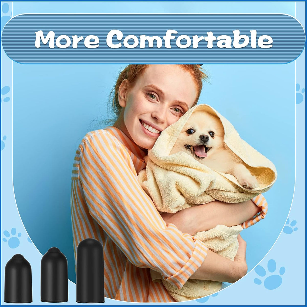 Soft rubber tips for dog prong collars protecting pet fur and skin