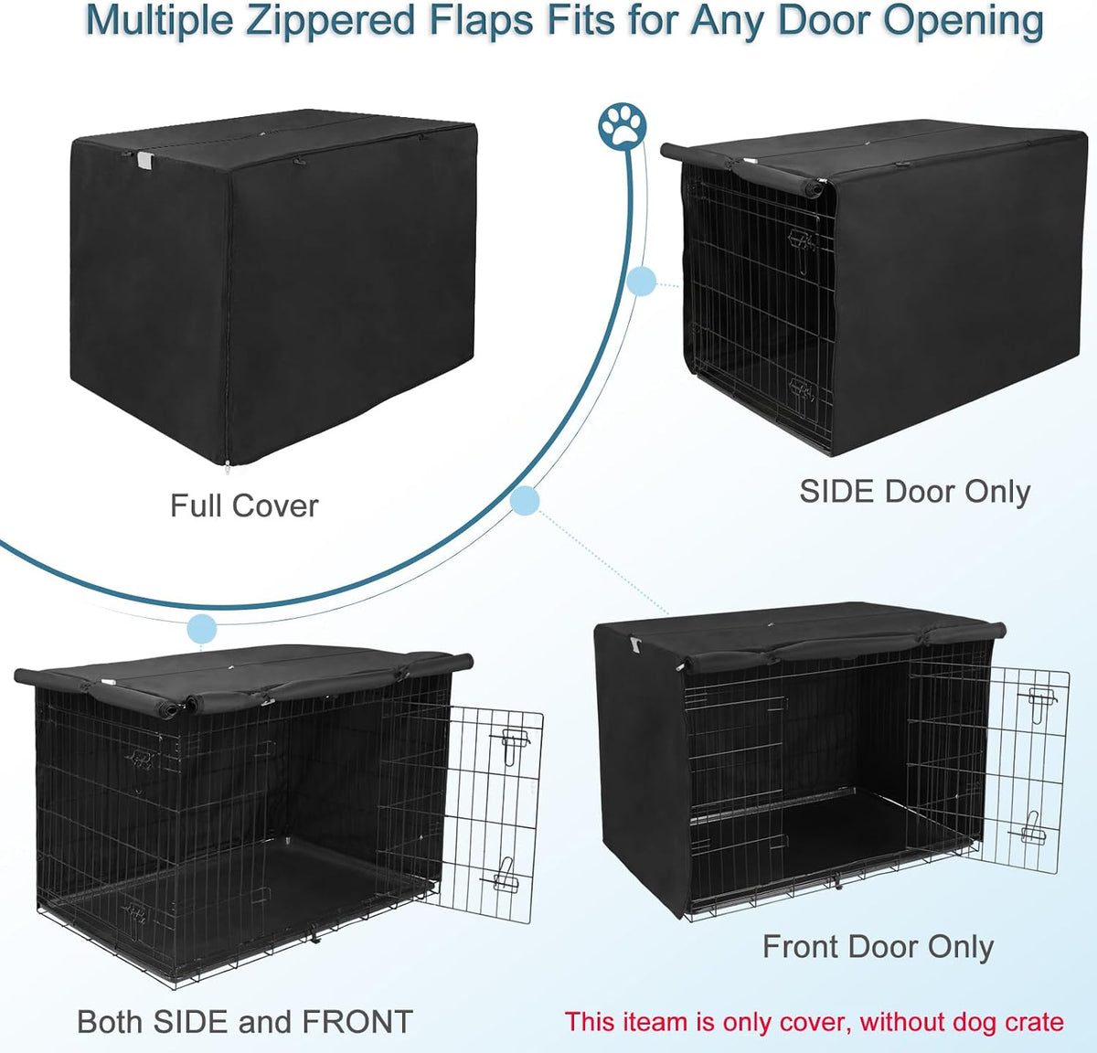 Deblue double door durable pet kennel cover secured with corner toggle locks