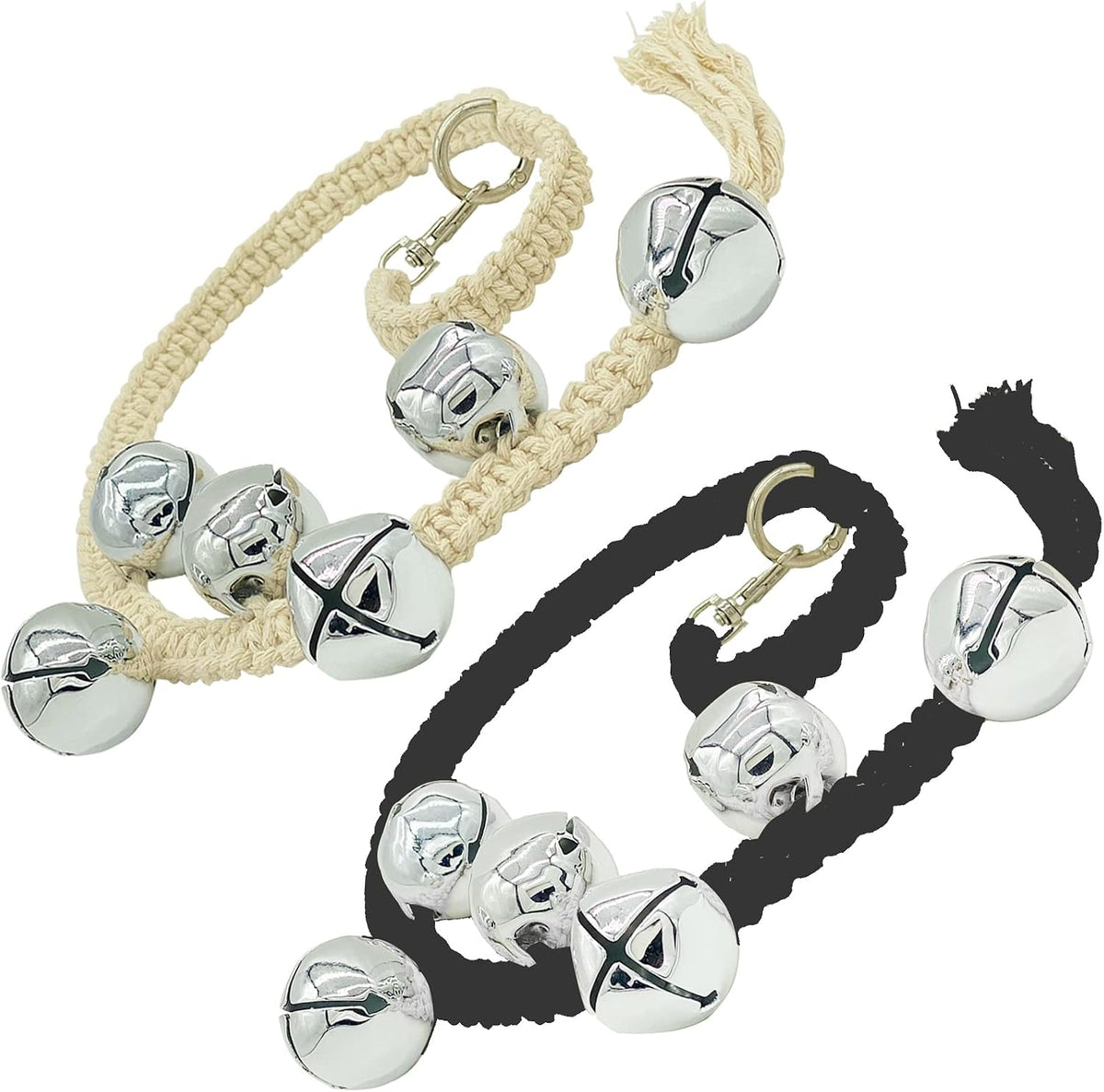 Dog Hanging Doorbells| 6 Extra Loud Dog Potty Training Bells| Adjustable Durable Braided Rope Door Bell for Dogs to Ring to Go Outside(Silver, Large) - Image 12