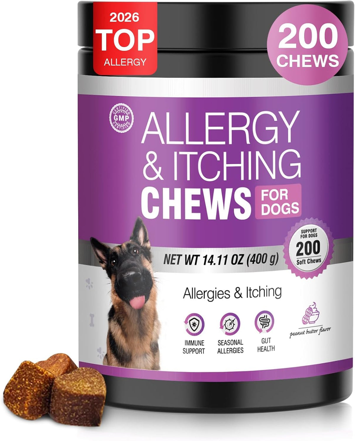 Dog Allergy Chews 200ct - Dog Allergy and Itching Skin Relief Anti Itch Aller Immune Bites for Dogs licking Paws Treatment Relief Itchy Chew Probiotics Vitamins for Skin and Coat Allergies - Chicken - Image 10