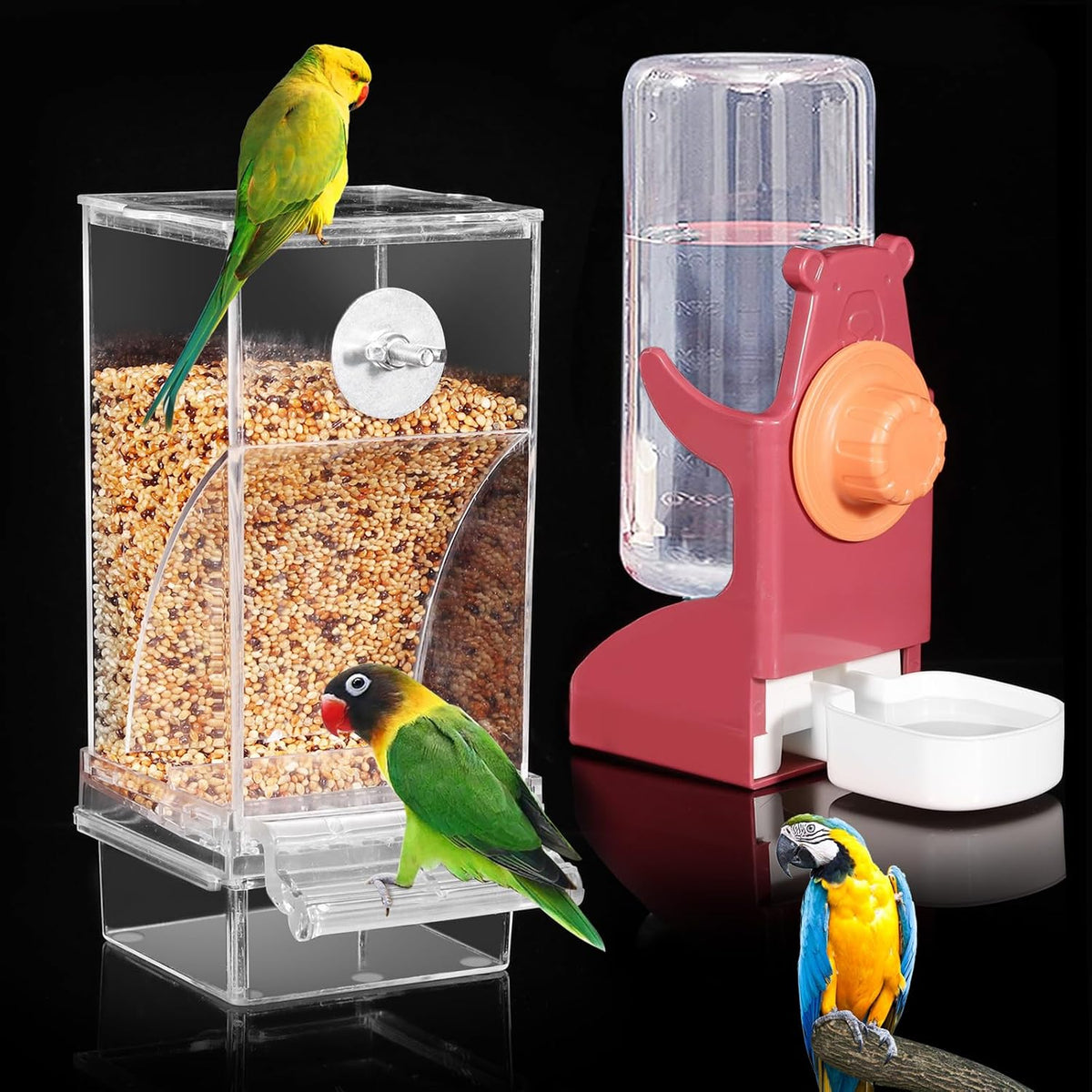 Kenond bird seed and water container top opening lid view