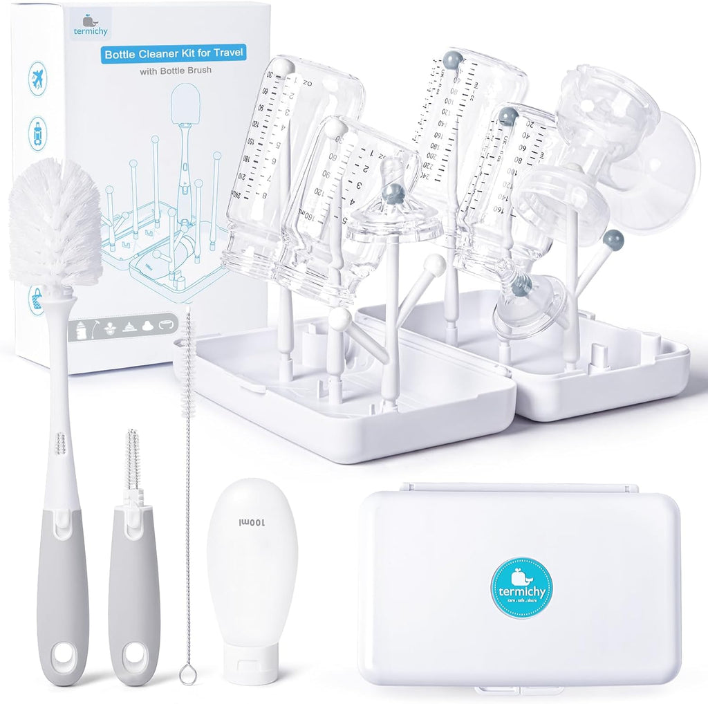 Termichy 6-in-1 travel bottle cleaning kit with drying rack
