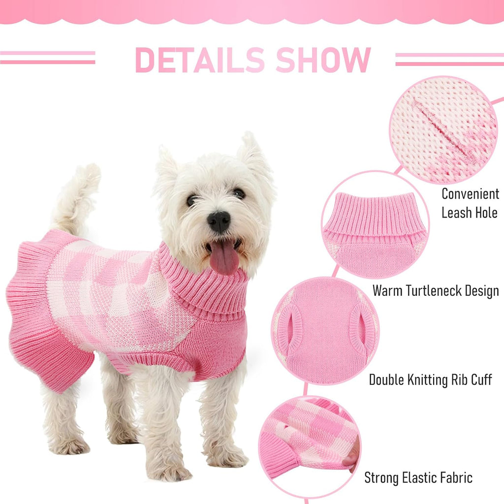 KOESON buffalo check pet knit jumper with ruffle skirt