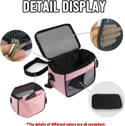 Small Pet Carrier Bag - Single - Shoulder Outdoor Carrier for Hamsters, Sugar Gliders & Flying Squirrels Portable Small Pet Travel Bag (Pink) - Image 3