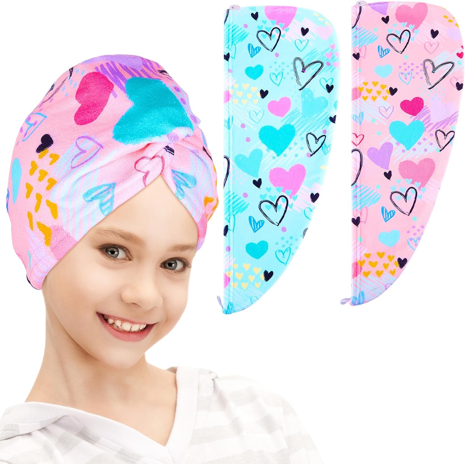 Fiobee microfiber hair towel wrap for kids front view
