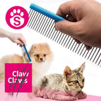 Side angle of the small 19.2 centimeters lightweight aluminum pet comb for detangling hair