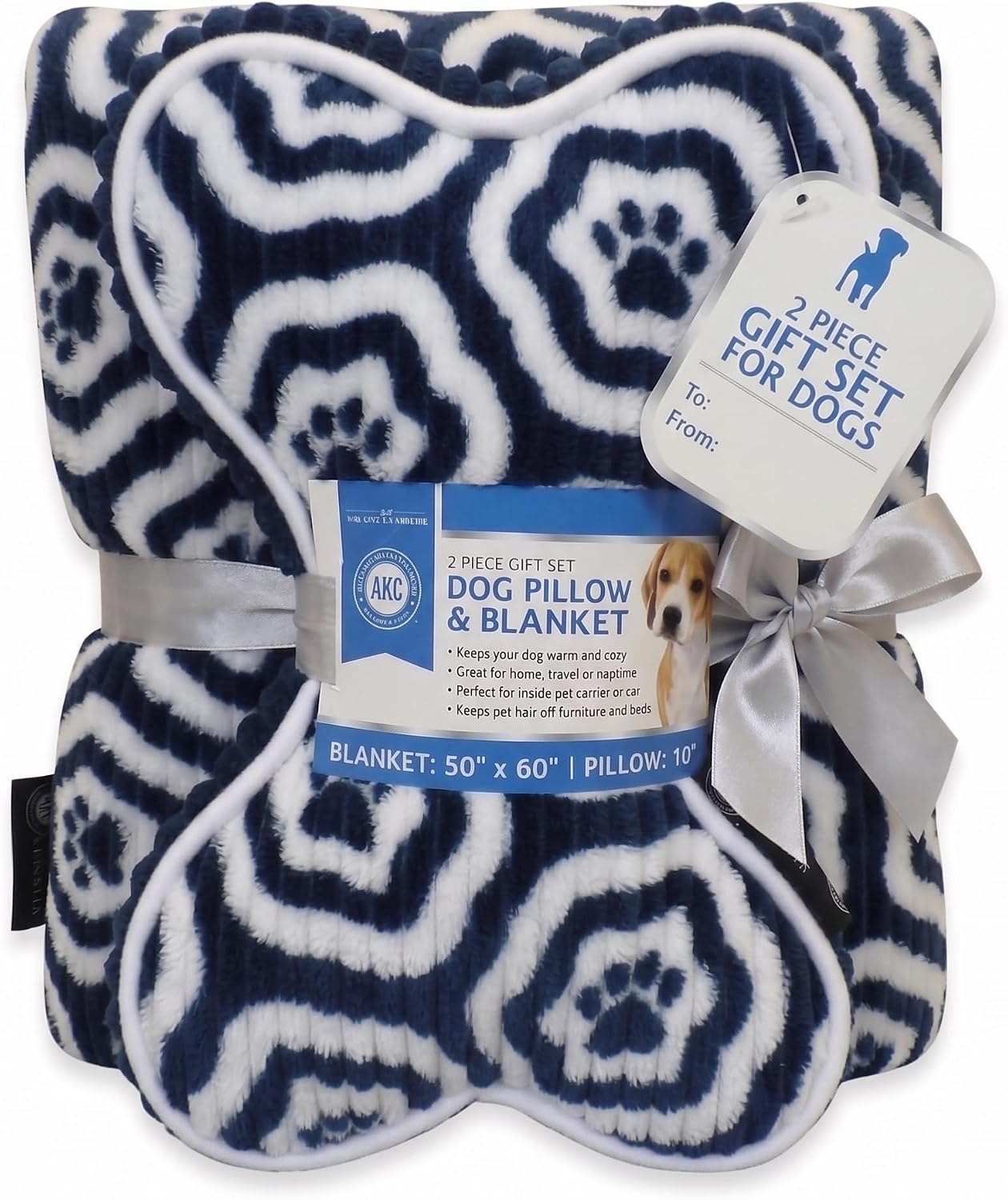 Warm plush pet blanket and pillow set placed inside a travel car seat for dog comfort