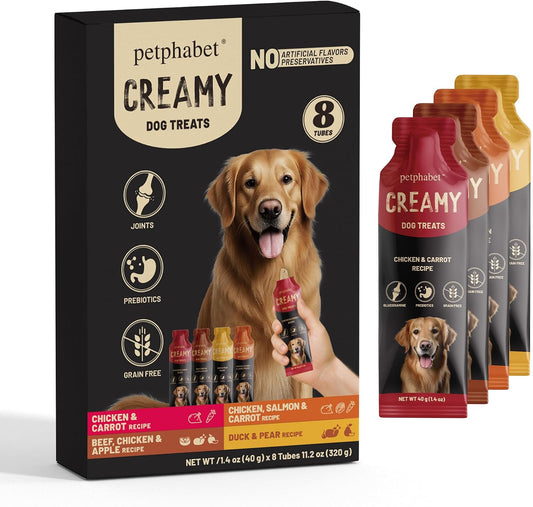 PETPHABET Lickable Squeeze Treats for Dogs 8 pack box front view