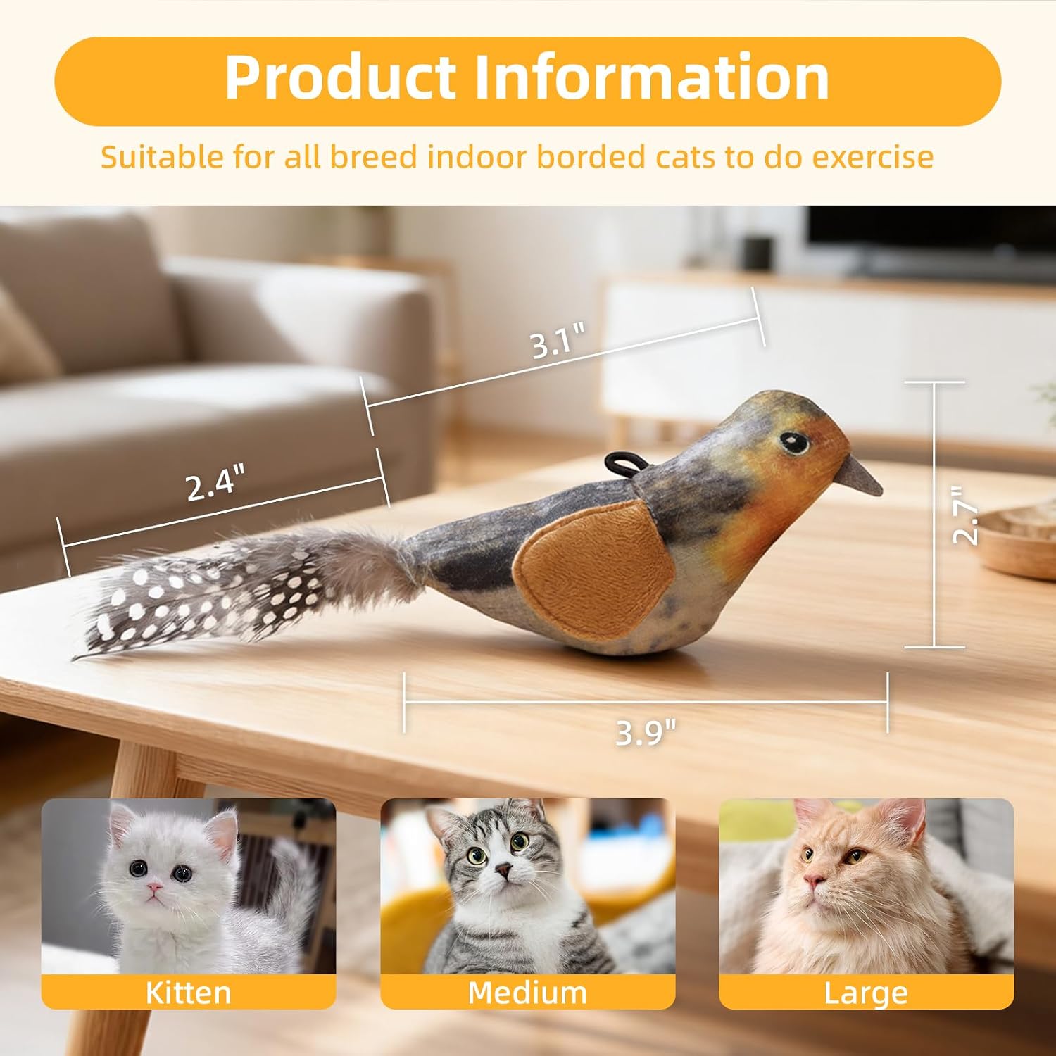 Three pack interactive kitten exercise toy kit with adjustable cord length toggle component visible
