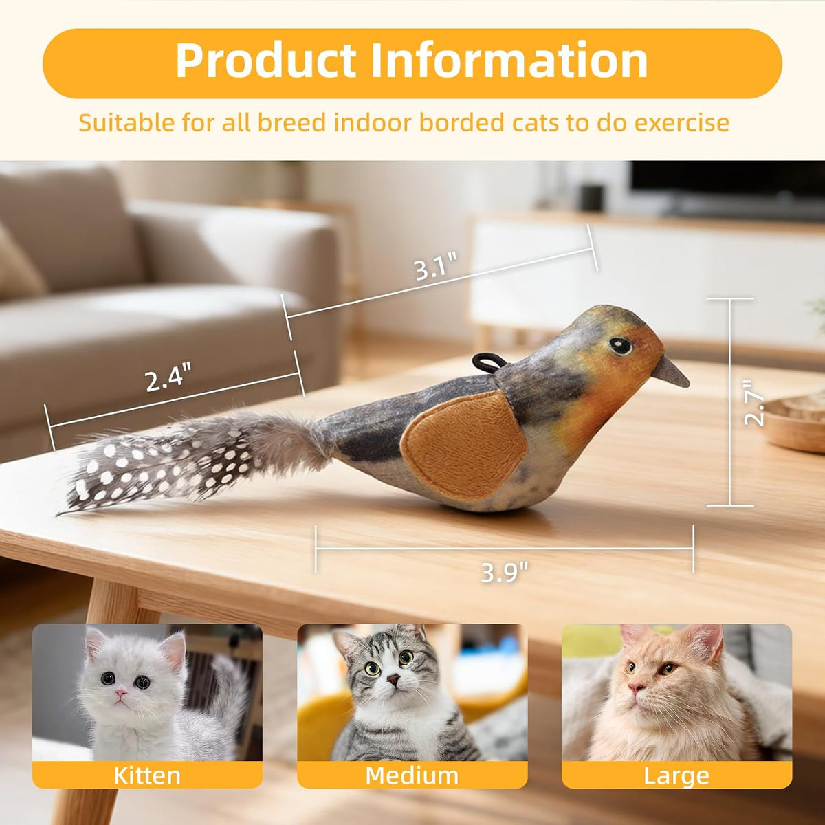 Three pack interactive kitten exercise toy kit with adjustable cord length toggle component visible