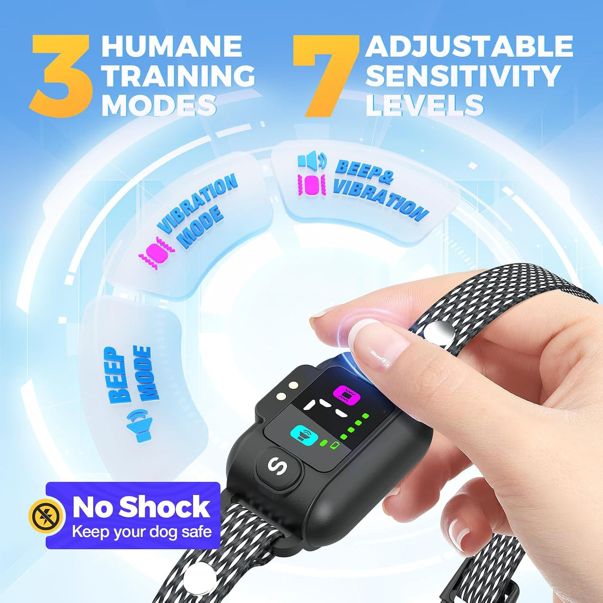 PcEoTllar anti barking collar LED screen display