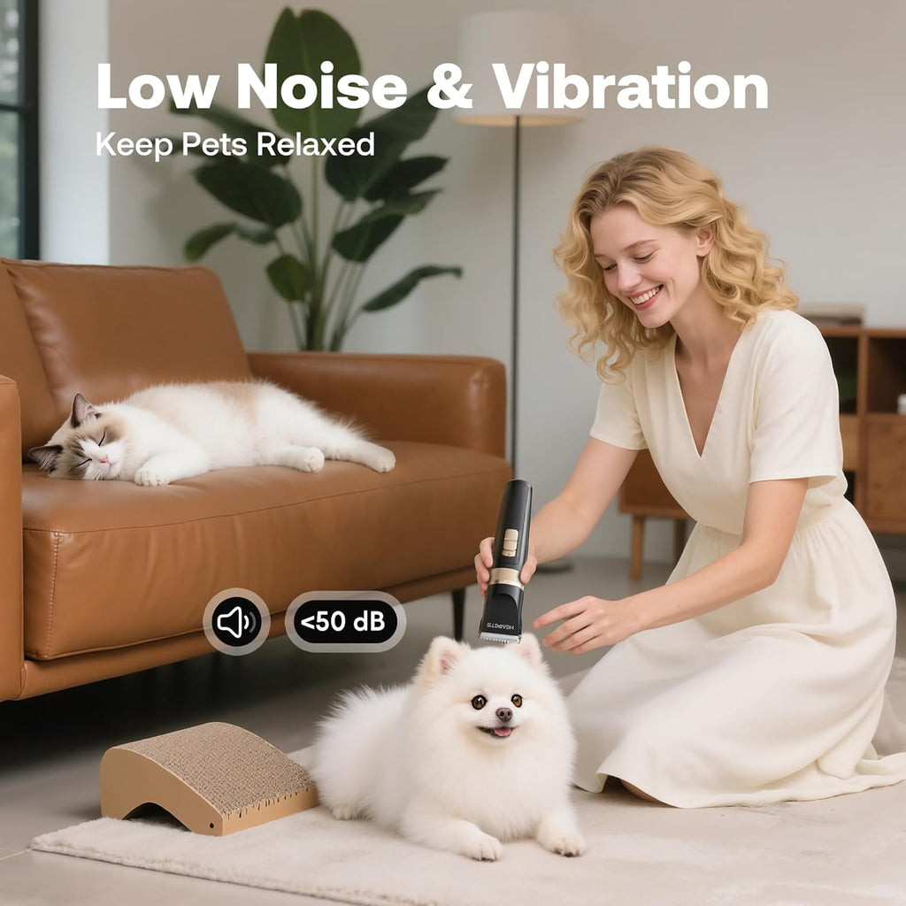 Heapets professional pet shaver kit showing six guide combs
