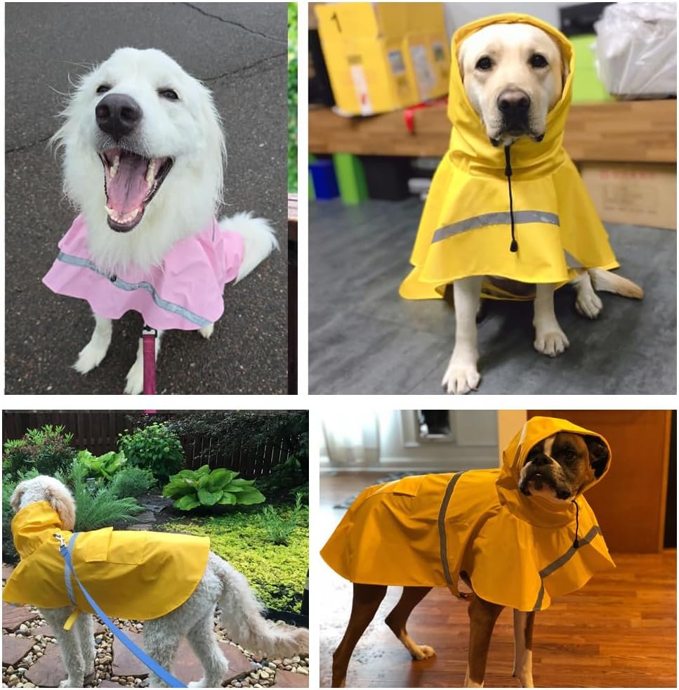 HAPEE large dog rain poncho showing adjustable Velcro belly strap details